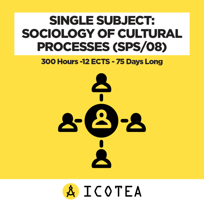 Single Subject Sociology Of Cultural Processes (SPS08) -300 Hours -12 ECTS - 75 Days Long